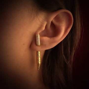 Nujoum Pin Earrings - Gold with Diamonds